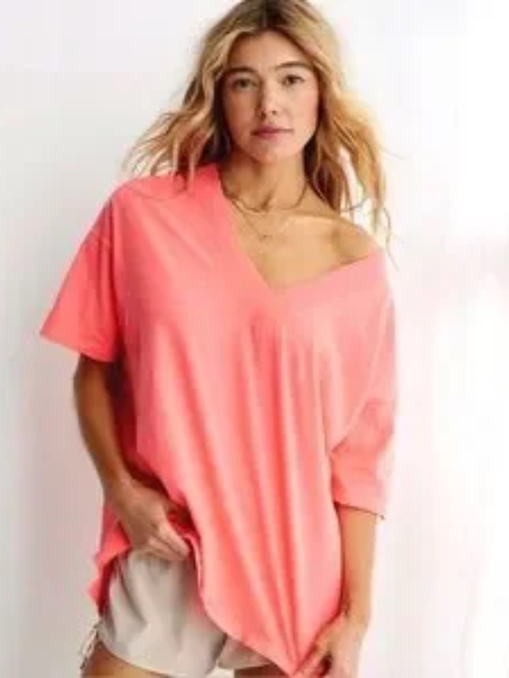 aerie Extreme V-Neck Oversized Boyfriend Short Sleeve T-Shirt XL 100% Cotton